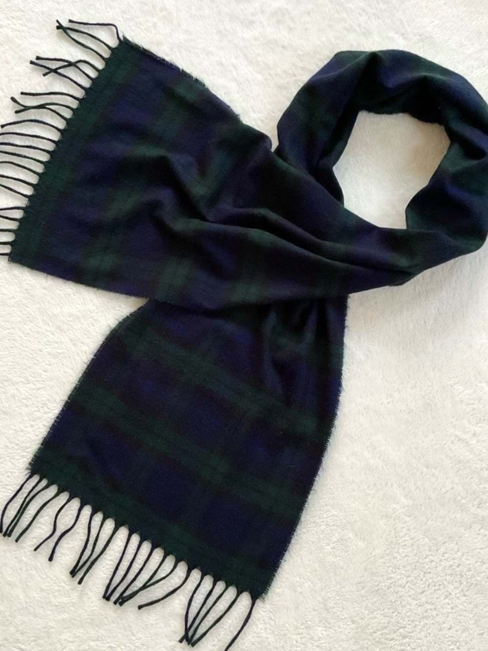 Vintage Christian Dior Monsieur Black Watch Plaid Cashmaire Scarf Made England